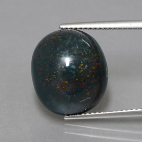 حجر الدم أخضر غامق طبيعي، قصة بيضاوى، 11.49 قيراط، غير شفاف