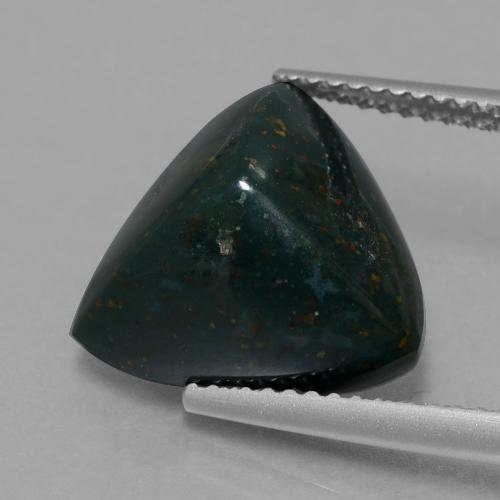 حجر الدم أخضر متعدد الألوان طبيعي، مثلثى، 7.42 قيراط، غير شفاف