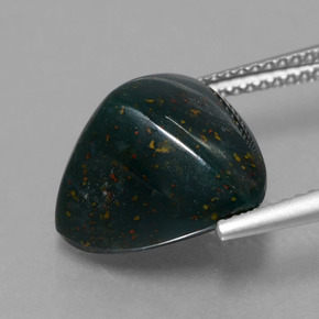 حجر الدم أخضر متعدد الألوان طبيعي، مثلثى، 7.42 قيراط، غير شفاف