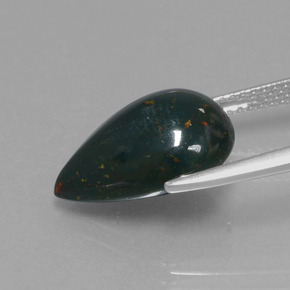 حجر الدم أخضر منقط طبيعي، شكل الكمثرى، 5.91 قيراط، غير شفاف