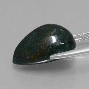 حجر الدم أخضر منقط طبيعي، شكل الكمثرى، 9.48 قيراط، غير شفاف