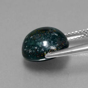 حجر الدم طبيعي بلون أخضر مرقط، وزن ‎4.95‎ قيراط، شكل دائري، مقاس ‎10.34‎ مم