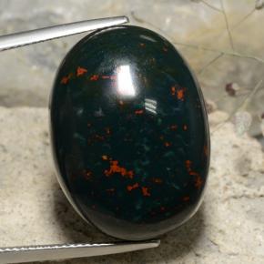 حجر الدم أخضر منقط طبيعي، قصة بيضاوى، 35.01 قيراط، غير شفاف