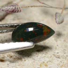 حجر الدم أخضر طبيعي، شكل الكمثرى، 0.44 قيراط، غير شفاف