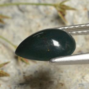 حجر الدم أخضر طبيعي، شكل الكمثرى، 1.18 قيراط، غير شفاف