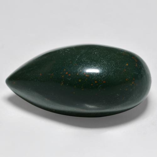 حجر الدم أخضر متعدد الألوان طبيعي، شكل الكمثرى، 34.22 قيراط، غير شفاف