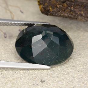 حجر الدم أخضر متعدد الألوان طبيعي، قصة بيضاوى، 9.75 قيراط، غير شفاف