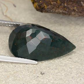 حجر الدم أخضر الغابات طبيعي، شكل الكمثرى، 9.55 قيراط، غير شفاف