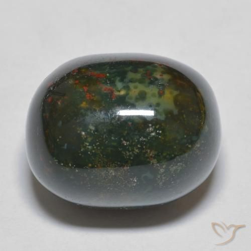 21.64ct طبيعي أخضر وأحمر حجر الدم, بيضوي, غير شفاف