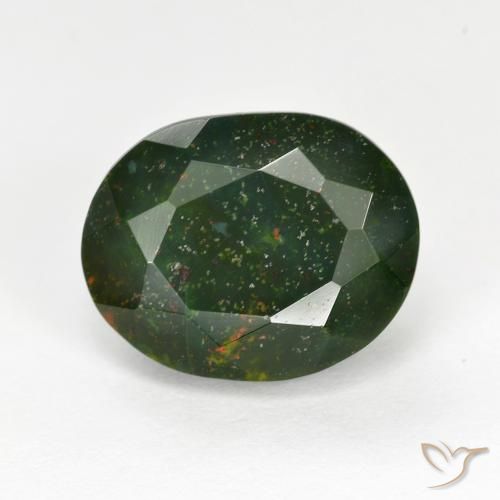 6.95ct طبيعي أخضر الغابات حجر الدم, بيضوي, غير شفاف