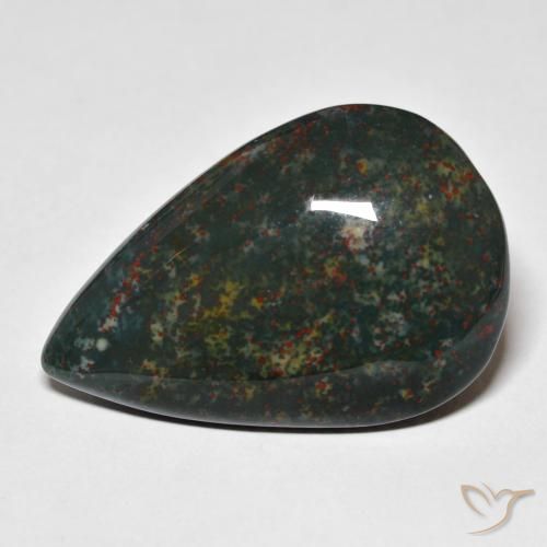 31.68ct طبيعي الأخضر الغامق حجر الدم, شكل الكمثرى, غير شفاف