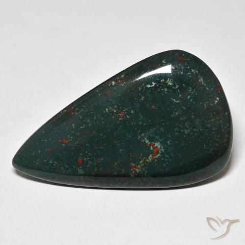 28.05ct طبيعي أخضر غامق حجر الدم, شكل الكمثرى, غير شفاف