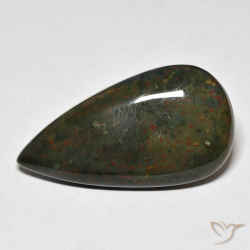 21.91ct طبيعي أخضر وأحمر حجر الدم, شكل الكمثرى, غير شفاف