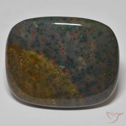 36.98ct طبيعي أخضر وأحمر حجر الدم, وسادة, غير شفاف