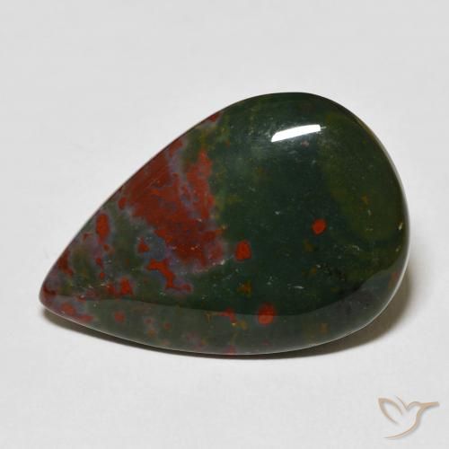 22.06ct طبيعي أخضر وأحمر حجر الدم, شكل الكمثرى, غير شفاف