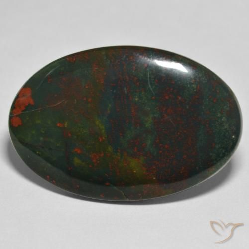32.64ct طبيعي أخضر وأحمر حجر الدم, بيضوي, غير شفاف