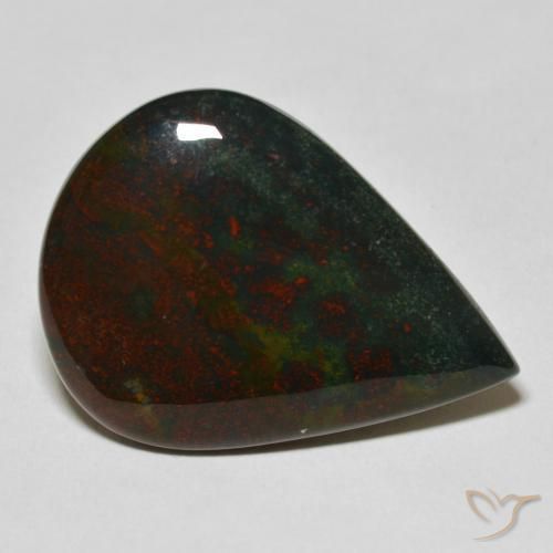 23.05ct طبيعي أخضر وأحمر حجر الدم, شكل الكمثرى, غير شفاف