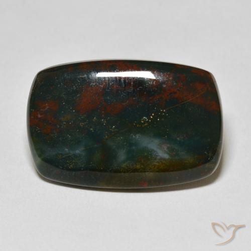 18.75ct طبيعي أخضر غامق حجر الدم, وسادة, غير شفاف