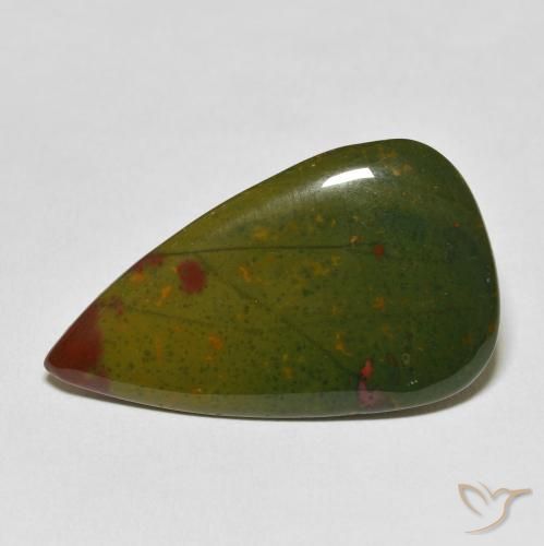 20.29ct طبيعي أخضر وأحمر حجر الدم, شكل الكمثرى, غير شفاف