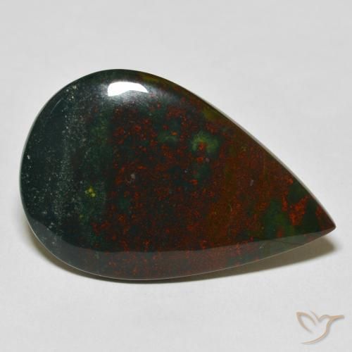 27.57ct طبيعي أخضر وأحمر حجر الدم, شكل الكمثرى, غير شفاف