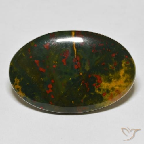38.49ct طبيعي أخضر وأحمر حجر الدم, بيضوي, غير شفاف