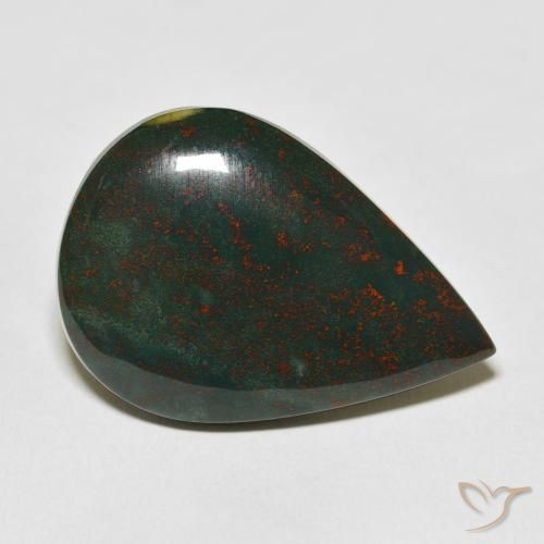 25.50ct طبيعي أخضر وأحمر حجر الدم, شكل الكمثرى, غير شفاف