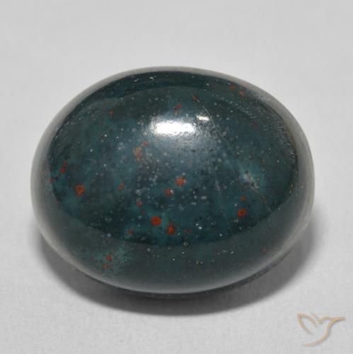 15.13ct طبيعي أخضر مزرق حجر الدم, بيضوي, غير شفاف