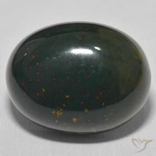 28.01ct طبيعي الأخضر الغامق حجر الدم, بيضوي, غير شفاف