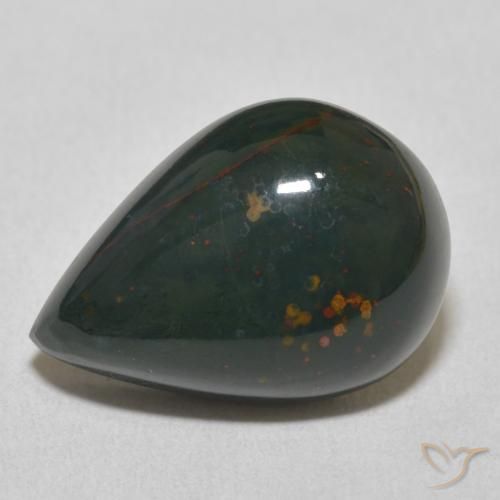 10.92ct طبيعي الأخضر الغامق حجر الدم, شكل الكمثرى, غير شفاف