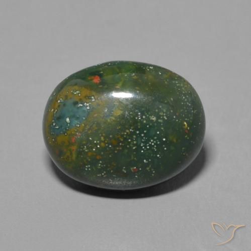 3.32ct طبيعي أخضر ترابى حجر الدم, بيضوي, غير شفاف
