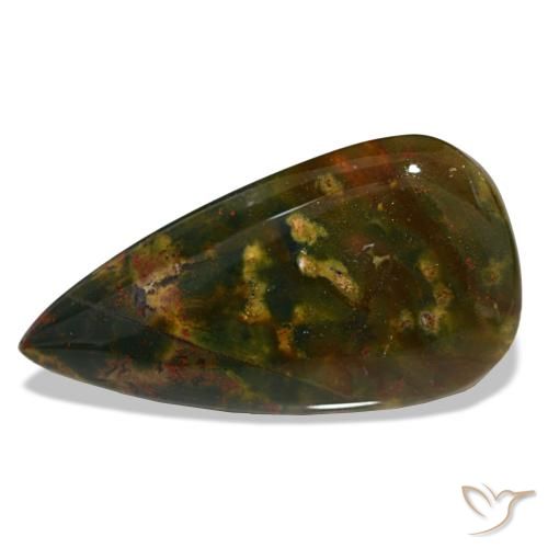 12.81ct أخضر حجر الدم, شكل الكمثرى, غير شفاف