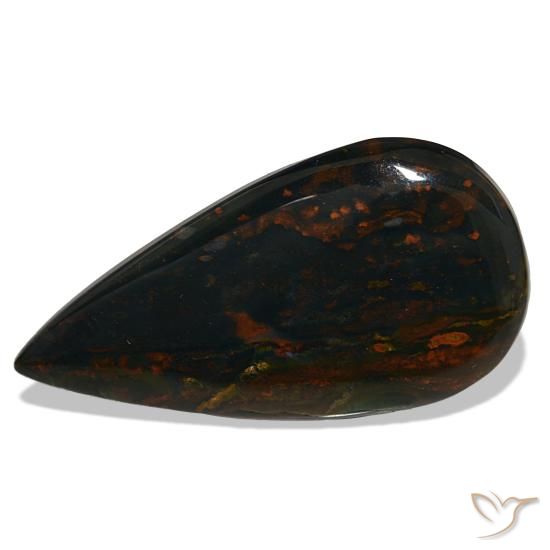 37.50ct أخضر حجر الدم, شكل الكمثرى, غير شفاف