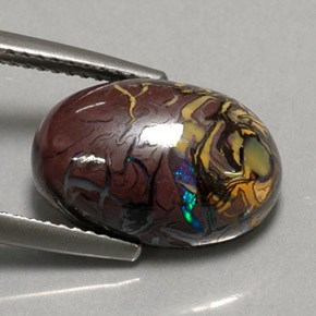 صخر الأوبال متعدد الألوان طبيعي، قصة بيضاوى، 6.95 قيراط، غير شفاف