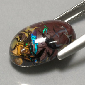 صخر الأوبال متعدد الألوان طبيعي، قصة بيضاوى، 6.95 قيراط، غير شفاف