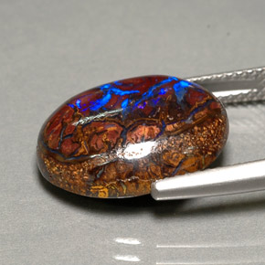 صخر الأوبال متعدد الألوان طبيعي، قصة بيضاوى، 9.88 قيراط، غير شفاف