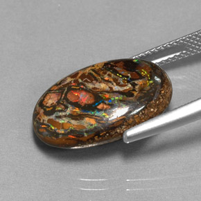 صخر الأوبال متعدد الألوان طبيعي، قصة بيضاوى، 10.67 قيراط، غير شفاف