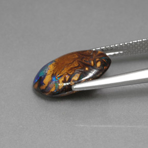 صخر الأوبال متعدد الألوان طبيعي، قصة بيضاوى، 3.78 قيراط، غير شفاف