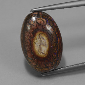 صخر الأوبال متعدد الألوان طبيعي، قصة بيضاوى، 12.77 قيراط، غير شفاف