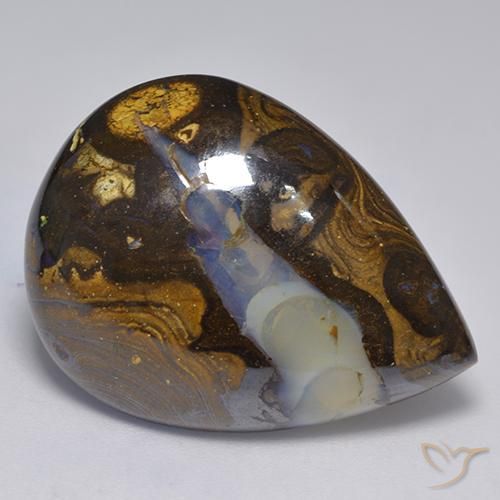30.50ct طبيعي متعدد الألوان صخر الأوبال, شكل الكمثرى, نصف شفاف