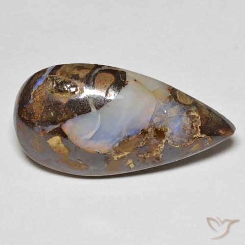 13.28ct طبيعي متعدد الألوان صخر الأوبال, شكل الكمثرى, غير شفاف