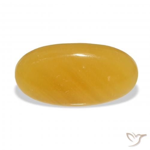 27.29ct طبيعي برتقالى-ذهبى الكالسيت, بيضوي, نصف شفاف, Photo A