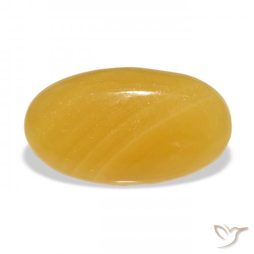 25.97ct طبيعي برتقالى-ذهبى الكالسيت, بيضوي, نصف شفاف, Photo A