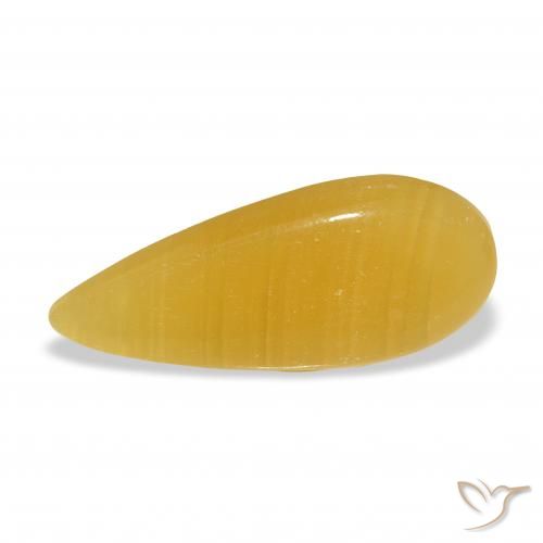 8.33ct طبيعي برتقالى-ذهبى الكالسيت, شكل الكمثرى, نصف شفاف