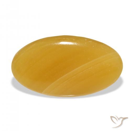 40.50ct طبيعي برتقالى-ذهبى الكالسيت, بيضوي, نصف شفاف
