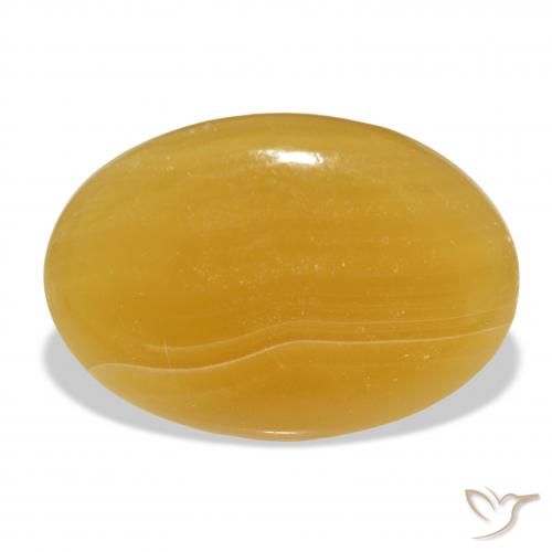 48.69ct طبيعي برتقالى-ذهبى الكالسيت, بيضوي, نصف شفاف, Photo A
