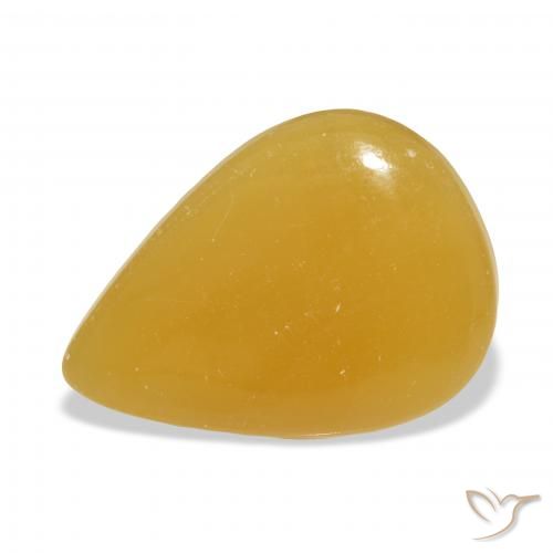 27.87ct طبيعي برتقالى-ذهبى الكالسيت, شكل الكمثرى, نصف شفاف, Photo A