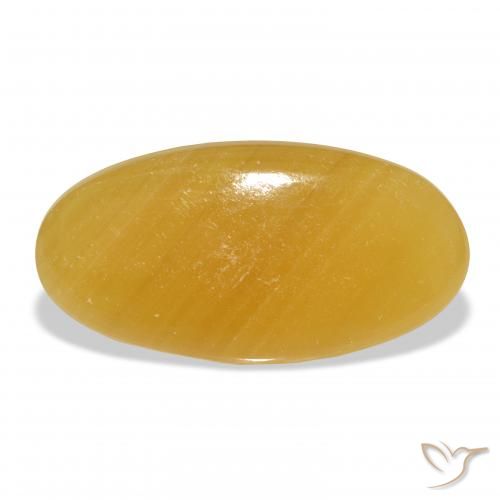 32.34ct طبيعي برتقالى-ذهبى الكالسيت, بيضوي, نصف شفاف, Photo A