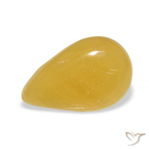 7.28ct طبيعي برتقالى-ذهبى الكالسيت, شكل الكمثرى, نصف شفاف
