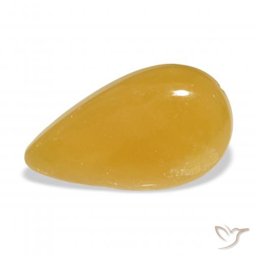 21.41ct طبيعي برتقالى-ذهبى الكالسيت, شكل الكمثرى, نصف شفاف, Photo A