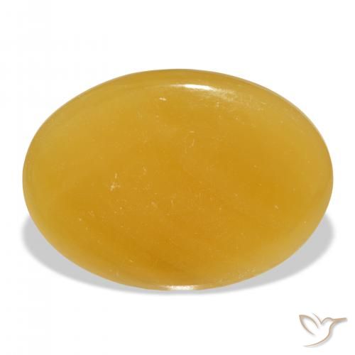 47.69ct طبيعي برتقالى-ذهبى الكالسيت, بيضوي, نصف شفاف